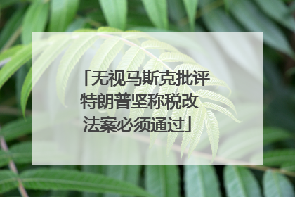 无视马斯克批评 特朗普坚称税改法案必须通过